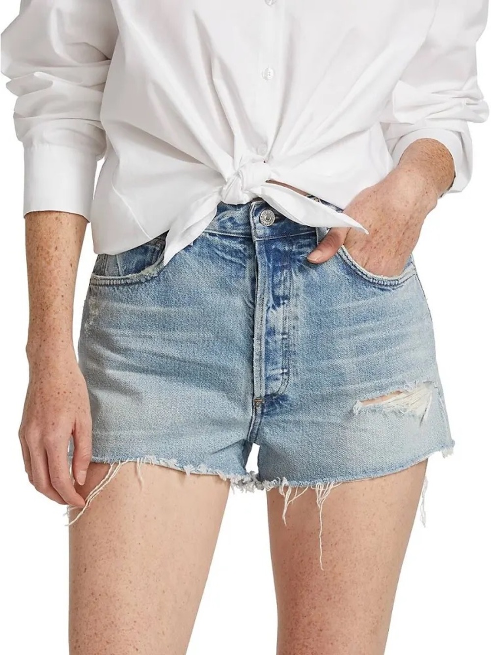 Citizens of Humanity Kaia High-Rise Distressed Denim Shorts